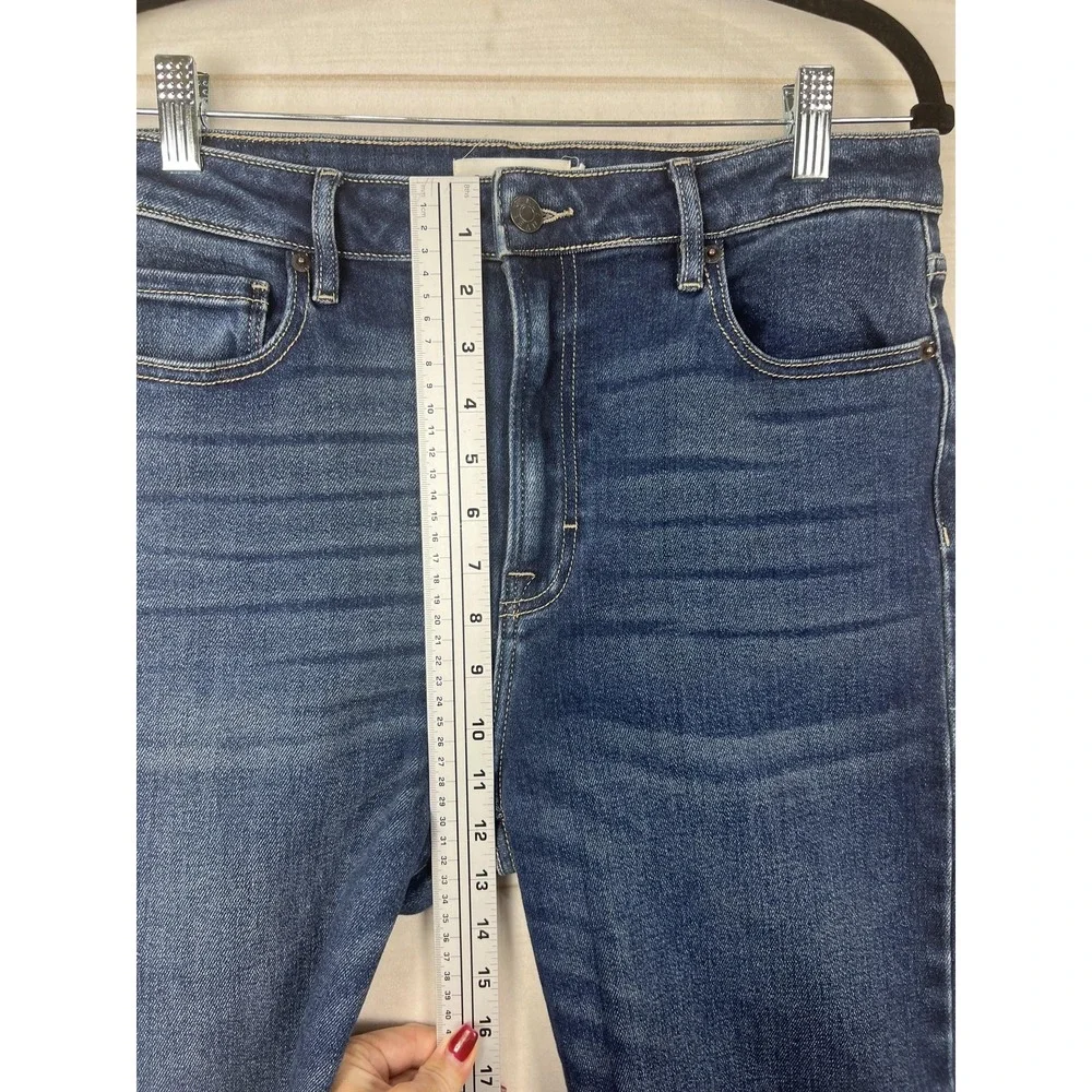 Carly Jean Los Angeles Kate Cropped Flare Jeans Womens 11 Blue Raw Hem Stretch - Picture 8 of 10